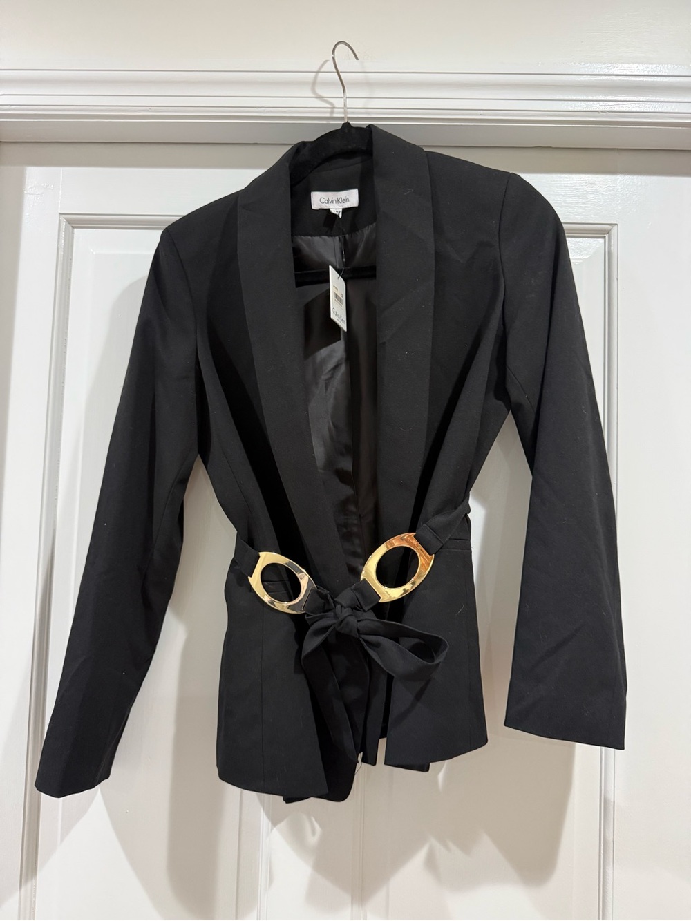 Calvin Klein Black Blazer with Gold Ring Belt